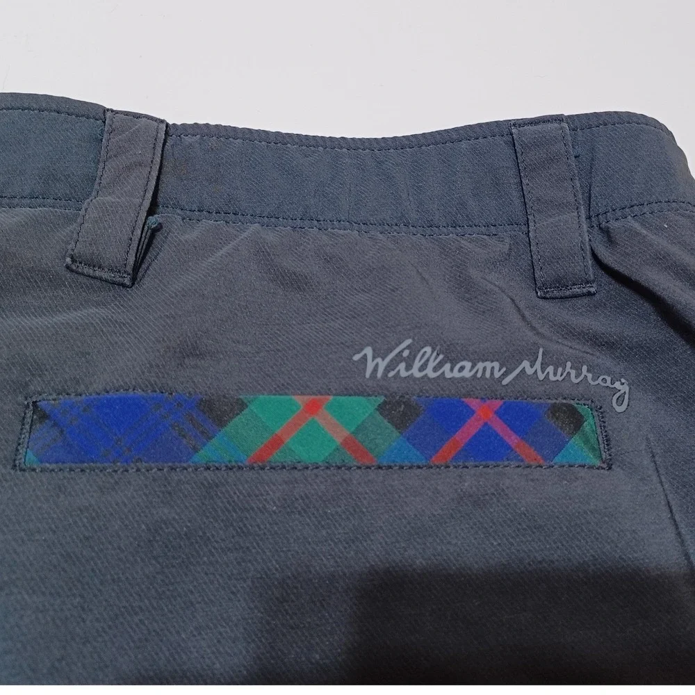 William Murray Golf Shorts Mens 34W Black Plaid Accent Performance Preppy Club